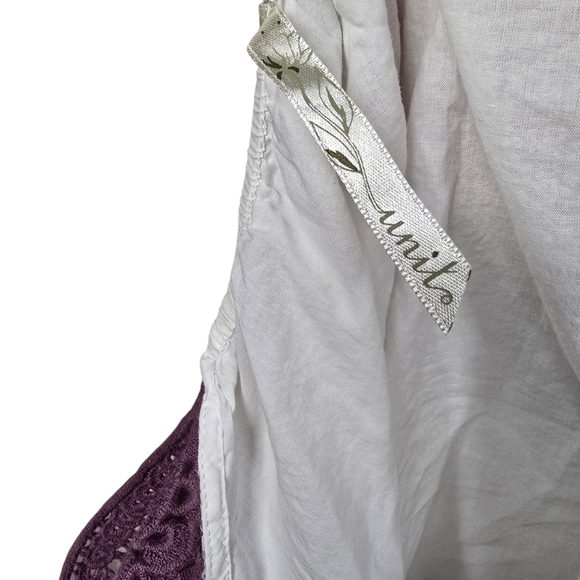 Unito White Purple Crochet Floral Shirt S - Picture 7 of 8